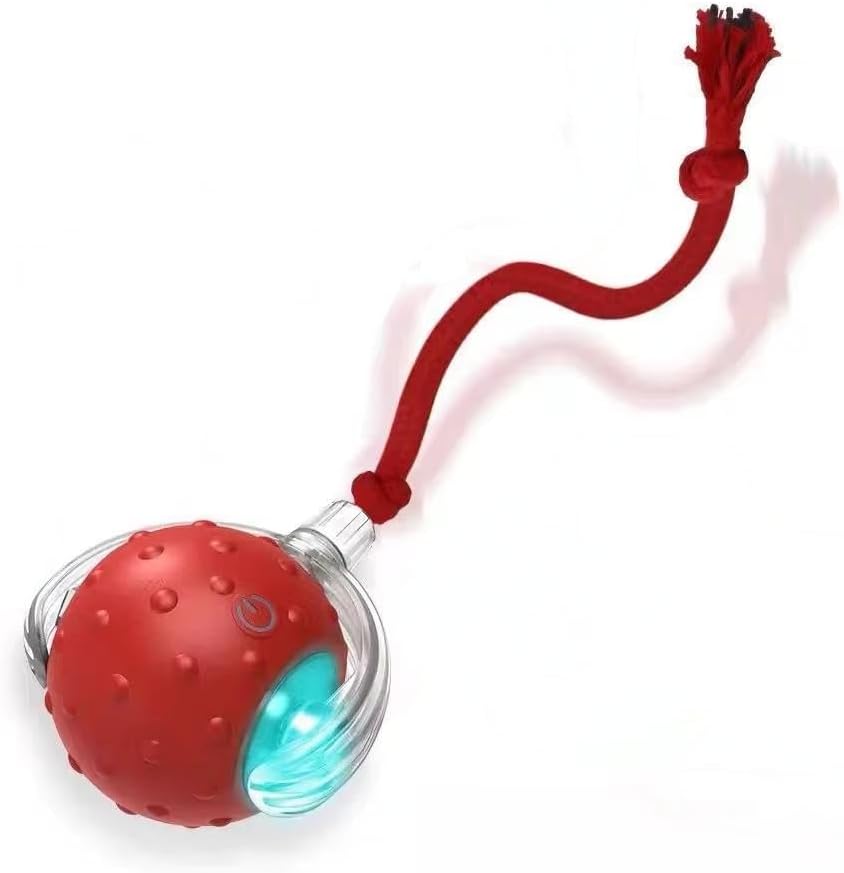 PetScope Interactive pet Toy for Indoor use with Motion Activated, Rechargeable, LED,Bird Sound Effects- Red