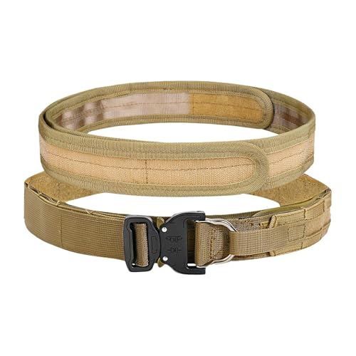 LJSQ Tactical Gun Belt,Quick Release Gun Belts for Men and Women,Tactical Heavy Duty Battle Belt with Anti-Slip Pad,Tactical Holster Belt?khaki?