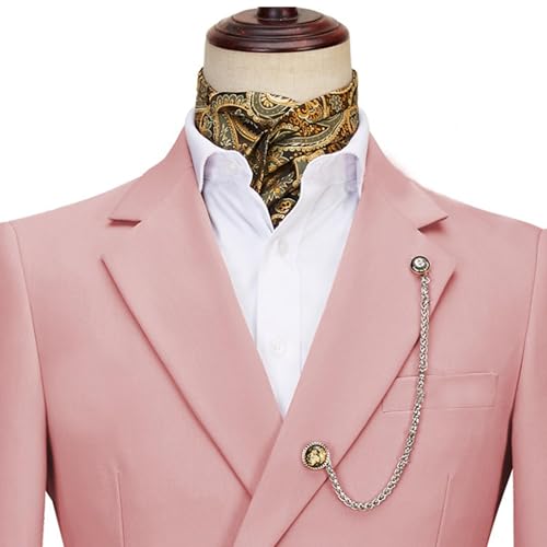 Men's 2 Piece Suit with Metal Clasp Formal Business Prom Slim Fit Suit Tuxedo Suits 1 Button Tuxedo Blazer & Pant3