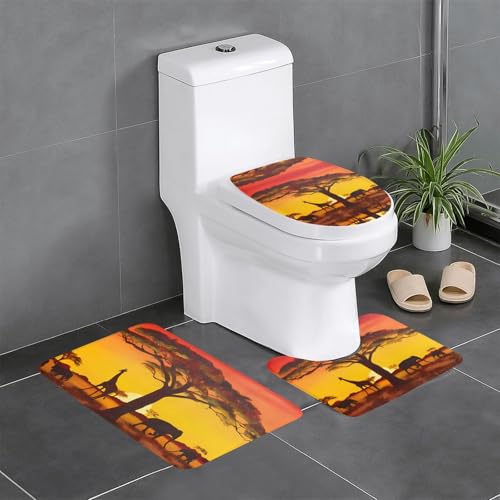 Tapis de bain afrique et faune sauvage absorbant antidérapant pour douche
