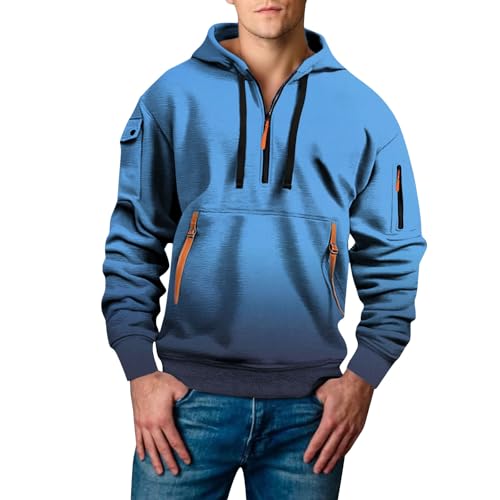 Sudadera con capucha para hombre que abriga en invierno y protege del sol en azul