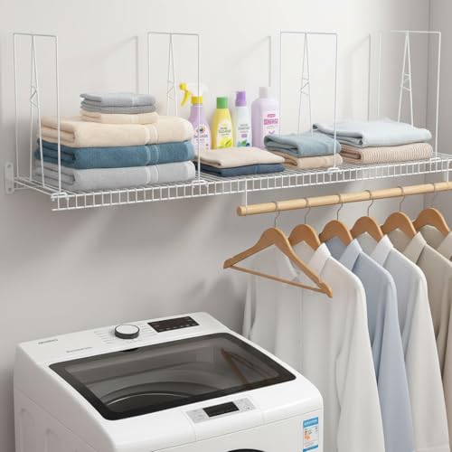 Wire-Shelf-Dividers-White-12-Deep-16-Height-4-Pack-Closet-Organization-Storage-Organizer-No-Tool-Installation-Metal-Shelf-Accessories