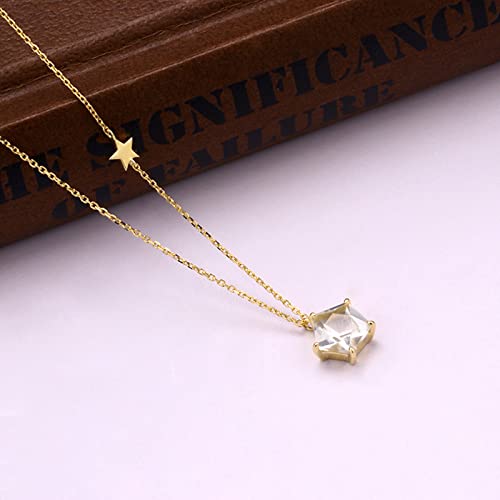 Collier en or véritable pour femme résistant à l'eau topaze blanche