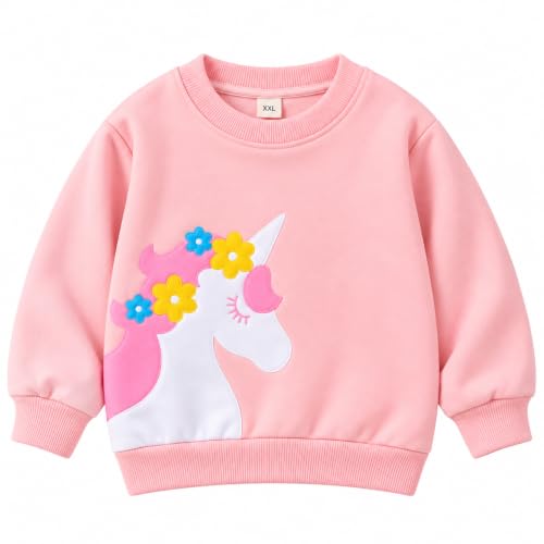 Image of Bold N Elegant Kid's Full Sleeve Unicorn Print Prewinter Cotton Round Neck Sweatshirt Pullover Tee For Infant Toddler Baby Girl's Kids