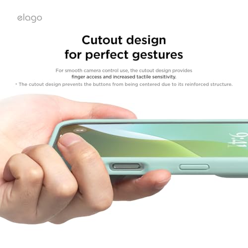 Image of elago Compatible with iPhone 16 Case, Premium Liquid Silicone Case, Full Body Protective Cover, Shockproof, Slim Phone Case, Anti-Scratch Soft Microfiber Lining, 6.1 inch (Mint)