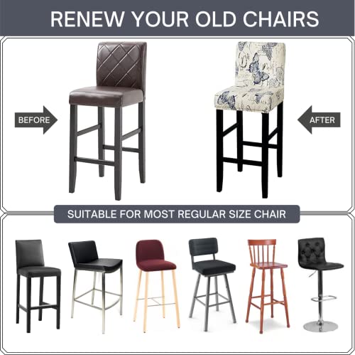 Searchi Stretch Bar Stool Covers Set Of 4, Stretch Removable Washable Bar Stool Chair Cover Slipcovers, Counter Stool Bar Chair Covers For Kitchen Pub Dining Room Cafe Furniture(Butterfly) #TOP5