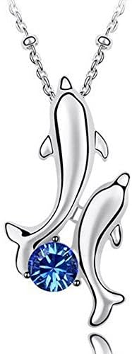 Cobalt Blue Crystal Double Dolphin Pendant Necklace Made With Swarovski Elements