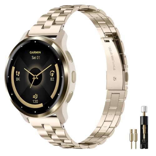 Correa de metal de 18 mm para Garmin Venu 4 de 41 mm y Vivoactive 4S en acero inoxidable