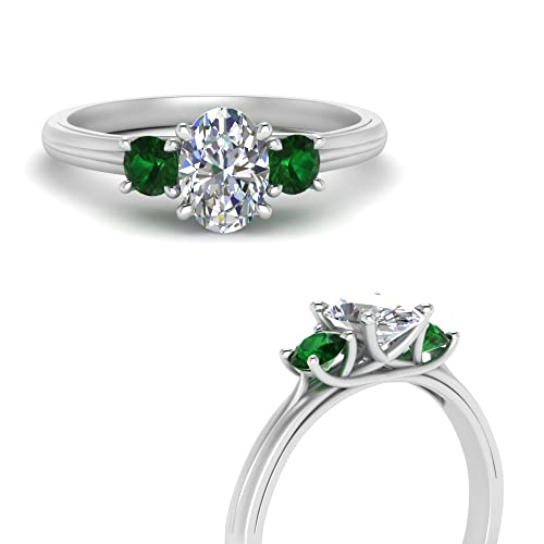 Image of Choose Your Gemstone Classic Three Stone Ring 925 Sterling Silver Oval Shape 3 Stone Engagement Rings Everyday Jewelry Wedding Jewelry Handmade Gifts for Wife US Size 4 to 12