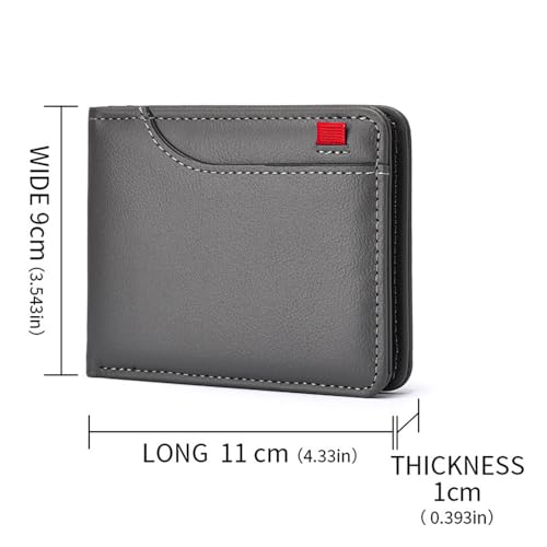 Male Bifold Wallets, Ultra Thin Business Coin Pocket, Portable Pu Leather Men's Short Wallet, Card Holder Pocket Short Purses(Grey)2