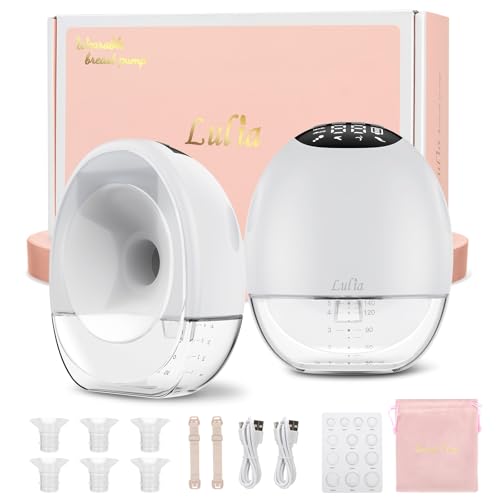 Lulia Electric Breast Pump Breast Pumps with 4 Modes and 9 Levels Anti-Backflow Design 17/19/21/24MM Flanges Included 2 Packs White