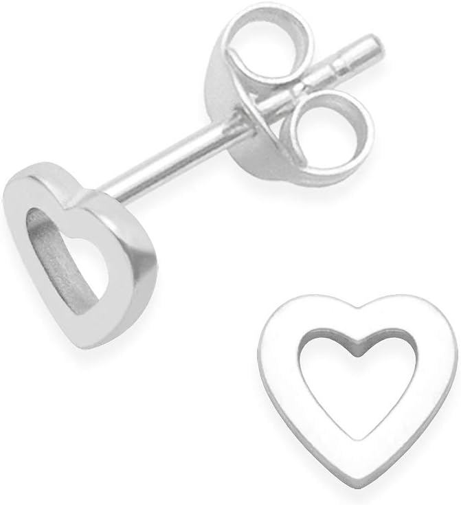 Sterling Silver Heart Earrings - Heart studs - size: TINY - 5mm (1/5th Inch). MUCH SMALLER THAN SHOWN. Gift Boxed. 5030