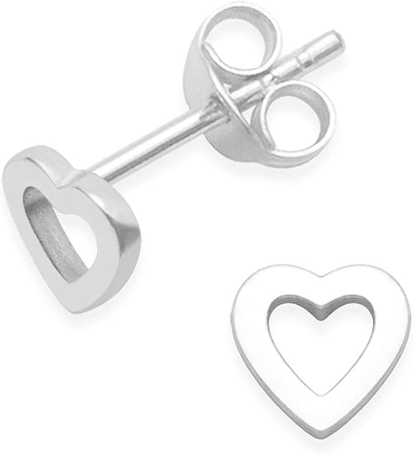Sterling Silver Heart Earrings - Heart studs - size: TINY - 5mm (1/5th Inch). MUCH SMALLER THAN SHOWN. Gift Boxed. 5030
