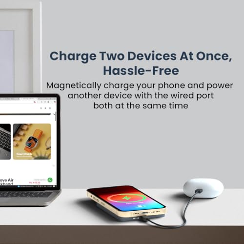 Image of TEMPT JoosMag5k Slimmest (8.7mm), Metallic Body for iPhone 17 /16 /15 /14 /13 /12 |5000mAH MagSafe Wireless Power Bank | 15W Wireless and 22.5W PD Fast Charging (Grey)