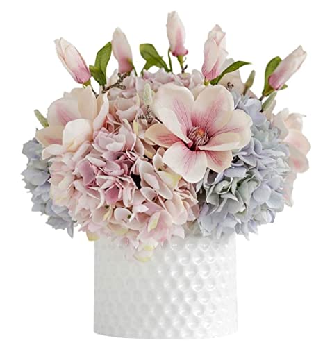 MEIZHITU Arreglos Florales Flores Falsas En Jarrón, Cabezas De Flores De Hortensia Artificiales, Cabeza De Flores De Seda for Centros De Mesa, Ramos, Decoración Floral DIY Centro de Flores Cementerio