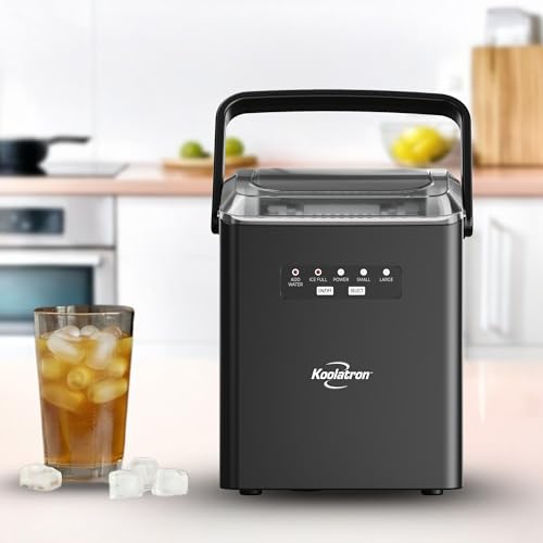 Image of Koolatron Countertop Ice Maker Machine with Handle 26lbs in 24Hrs Black | 8 Ice Cubes Ready in 7 Mins, Ice Makers with Basket and Scoop, maquina para hacer hielo Black for Home /Kitchen /Camping
