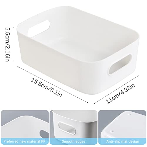 Hwtcjx 12 PCS White Plastic Storage Baskets with Handle, Rectangular Kitchen Organiser - Image 2