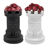 Esterno Chess Piece Planter Pots (Set of 2); Resin Rook Statues for Home and Office Decor