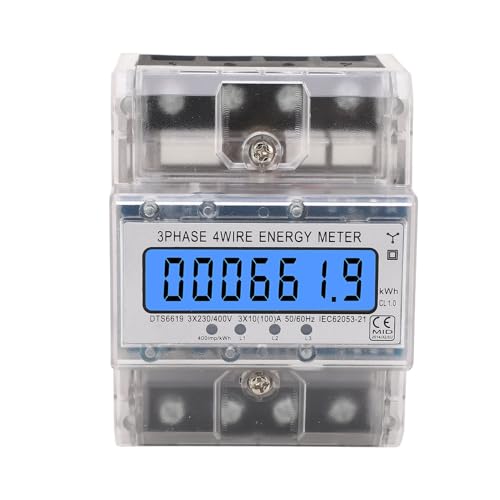 Energy Meter 3 Phase Backlit LCD Display Electricity Meter for Industrial Use 10-100A 230 400VAC