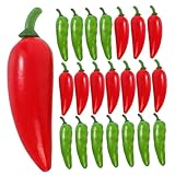 POPETPOP Lot de 40 Poivrons Artificiels Rouges et Verts Accessoire Photo Piment Simulé Réaliste en Mousse Légère Décoration Maison Restaurant et Boutique Modèle Alimentaire Décoratif