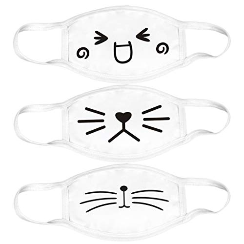 Preisvergleich Produktbild FunPa Baumwollmaske, FunPa 3pcs Unisex Baumwolle Masken Weiß Mundmaske staubdicht schützende Mundschutzmaske für Outdoor Radfahren