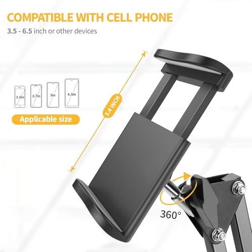 Image of Overhead Mobile Stand for Desk | 360 Adjustable Phone Holder | Metal Lazy Arm Mount for Video /Photo Shooting | Bed, Kitchen, Study Table Clamp | Sturdy Metal Stand for Movie Watching