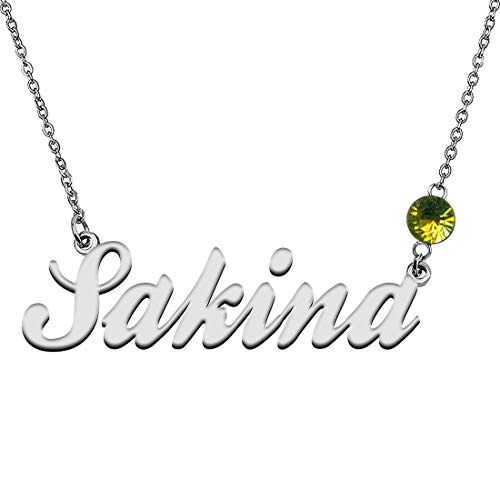 GR859C Personalized Charm Name Necklace with Birthstone for Best Friends Sakina