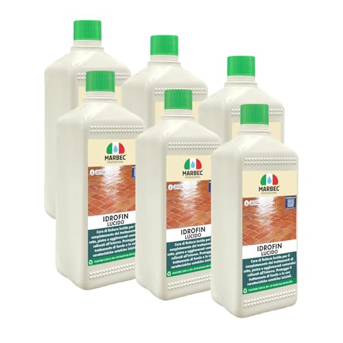 MARBEC Idrofino brillante 1LTX6PZ Cera para terracota, piedra y aglomerados cementados brillante para el acabado de tratamientos de fondo, con protectores, impregnantes o ceras.