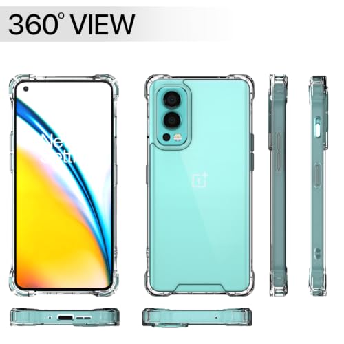 Image of Outlouders Back Cover for Oneplus Nord 2 5G Clear Transparent PC + TPU Bumper Case with Raised Edges for Shockproof Protection (Transparent)