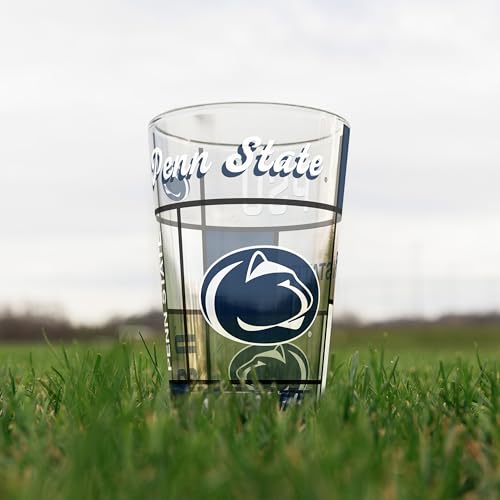 Image of Logo Brands NCAA oz Stained Glass Pint Glass - 3D Embossed Logo & Bold Team Colors - Durable Sports Fan Beer Glass for Home, Bar & Tailgates