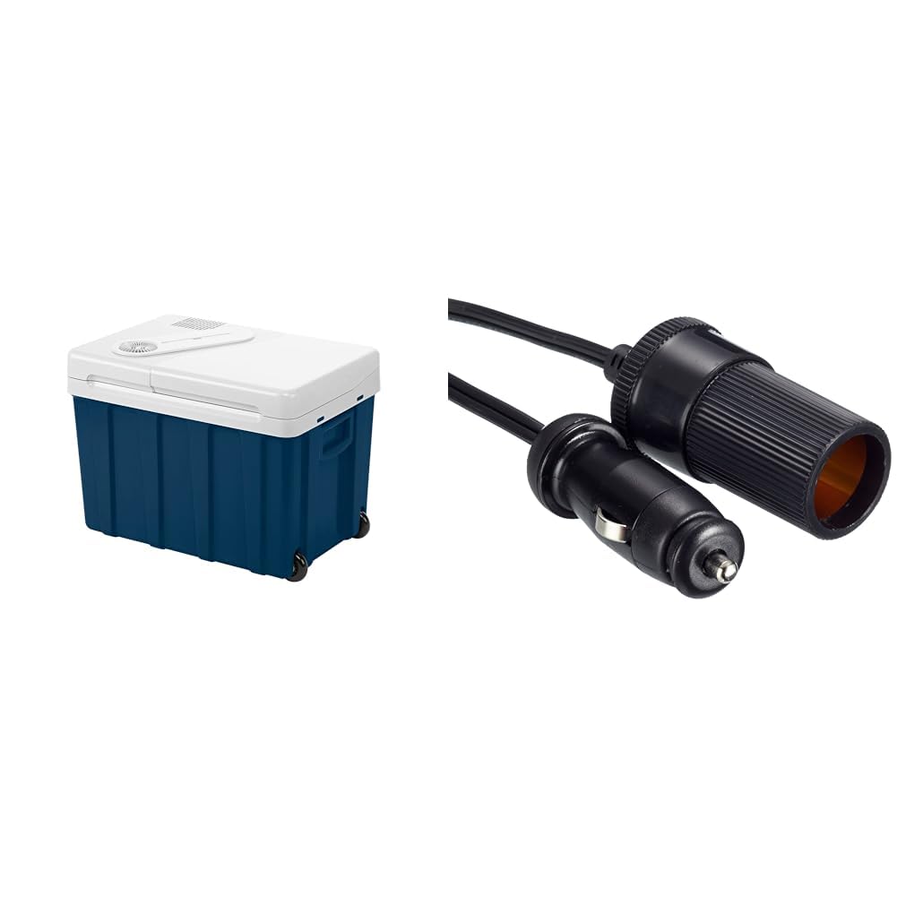 Mobicool MQ40W AC/DC - refroidisseur électrique portable avec roues, 39 litres, 12 V et 230 V pour voiture, camion, bateau & Y03, Câble de rallonge prise 12V et prise allume-cigares, 280cm