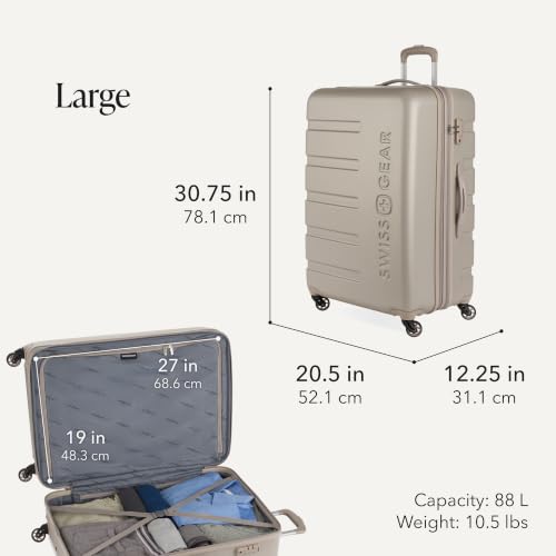 Image of SwissGear 7366 Signature Hardside Expandable Luggage with Spinner Wheels, TSA Lock, Cup-Holder, White, Carry-On 19-Inch, Sand, 2-Piece Set (19 /27), Signature Hardside Expandable Luggage With Spinner