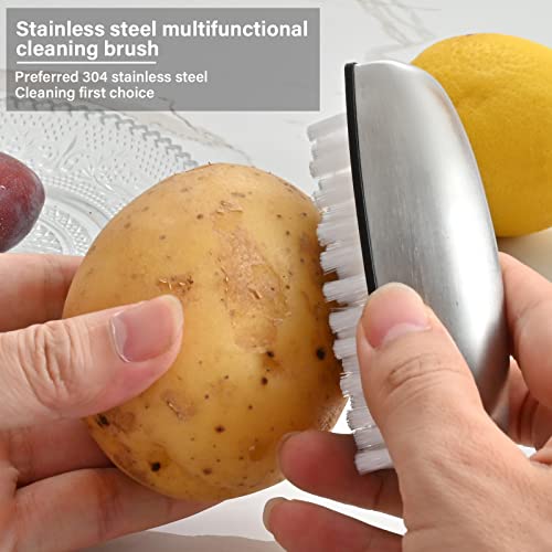 Multipurpose Brush - 304 Stainless Steel + Pp + Nylon For Cleaning Hands, Dish, Fruits And Vegetables - Useful Kitchen Gadget #TOP2