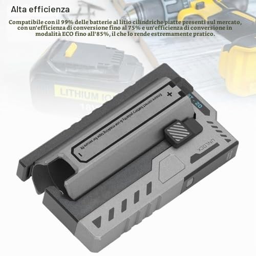 Caricabatteria Mobile 2 in 1 Power Bank Portatile con Custodia di Ricarica Universale, Alimentatore Sostitutivo per Batteria al Litio 20700, Carica Rapida e Compatto