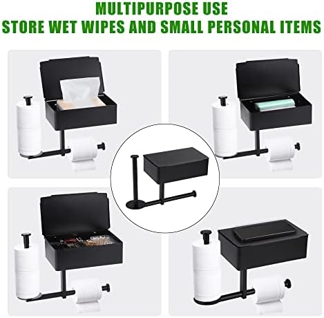 HYYTOK Toilet Roll Holder Wall Mounted Self Adhesive Double Rolls Toilet Paper Holder with Shelf Storage Box Stainless Steel Tissue Towel Loo Roll Holder for WC Bathroom Washroom Kitchen