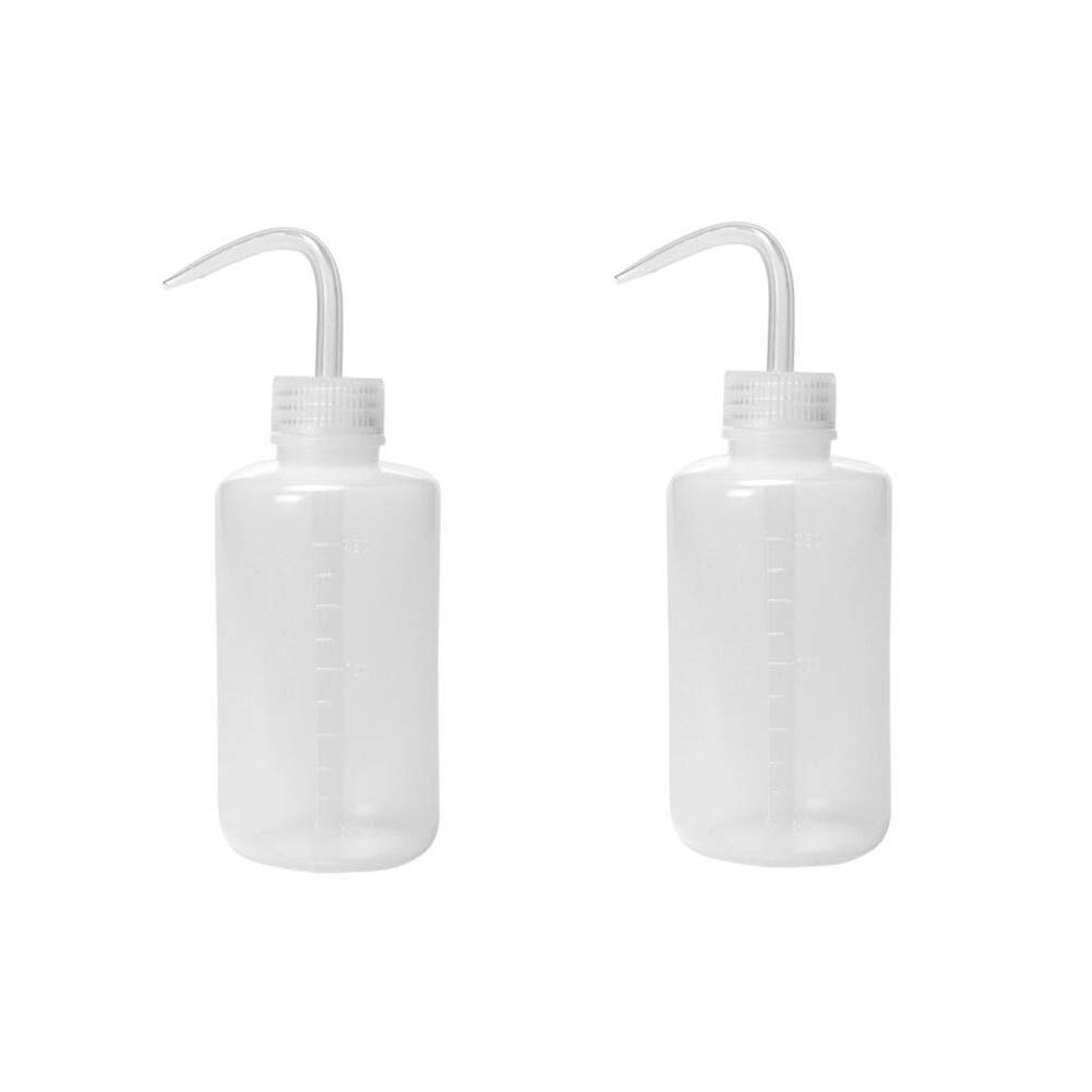 2PCS 250ml Safety Wash Bottle Plastic Bent Tip Graduated Squeeze Bottle