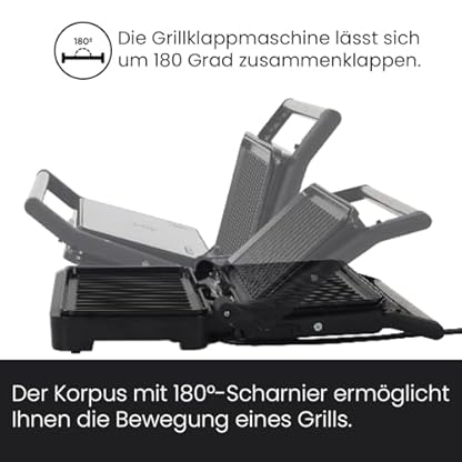 SUPERLEX Elektrischer Kontaktgrill, Sandwich Toaster Panini Press Braten mit Antihaftplatten, Offen bis 180°, Kompakter Gesundheitsgrill mit automatischer Temperaturregelung, 1000W – Bild 7