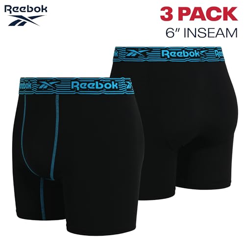 Reebok Mens Boxer Briefs 3 Pack Soft Stretch Boxers with Contour Pouch, 6" - image 3