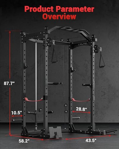 Power Cage, Multi-Functional Power Racks for Home Gym with Cable Crossover System, 1600LBS Weight Capacity Fitness Squat Rack for Strength Workout with More Training Attachment