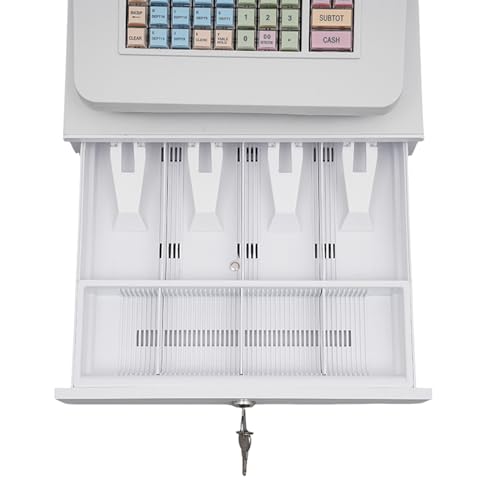 Image of 48-Button Cash Register, Cash Register Box Cash Register with Scanner for Restaurants and Supermarkets 14.2 x 13.2 x 10 Inch (White)