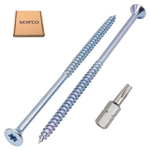SKIR'CO 10pcs Zinc Plated Steel Wood Screws 6.0 x 130mm, Torx Countersunk Head, Partially Threaded, 6.0 x 130 mm - Image 2