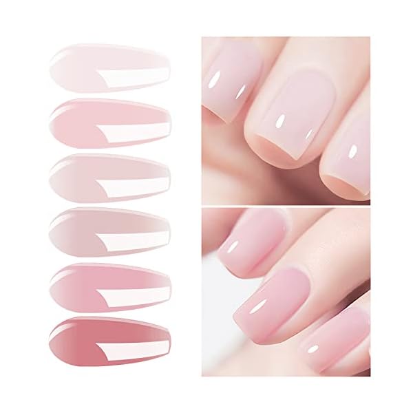 Vishine UV Nagellack Natur rosa, Hautfarbe, Pink Rose, Klassischer 6pcs Shellac Natur Gel Nagellack Rosa Weiss Töne… – Bild 3