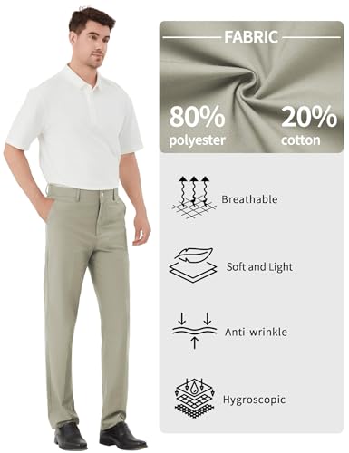 Image of Men's Tall Classic Fit Flex Flat Front Dress Pants Formal Pants for Business & Office