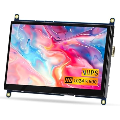 CUQI 7 Inch Mini LCD Screen HD IPS 1024x600 Display, Mini HDMI Monitor for Raspberry Pi 5/4/3, PC, Windows, Xbox Cover