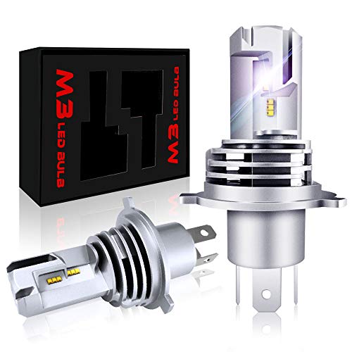 ElevenII Lampadine H4 a LED senza fili per fari, Serie M3 55W 12000LM 6500K Chip ZES Kit di conversione a LED ad alta luminosità, bianco freddo, impermeabili IP65