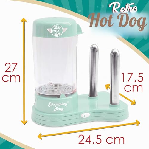 Foto von ScrapCooking - Hot Dog Maker Maschine, Kapazität 12 Würstchen & 2 Brötchen, Vintage-Retro-Stil für Partys Barbecues Feste Kirmes Geburstag, Grün, 0601