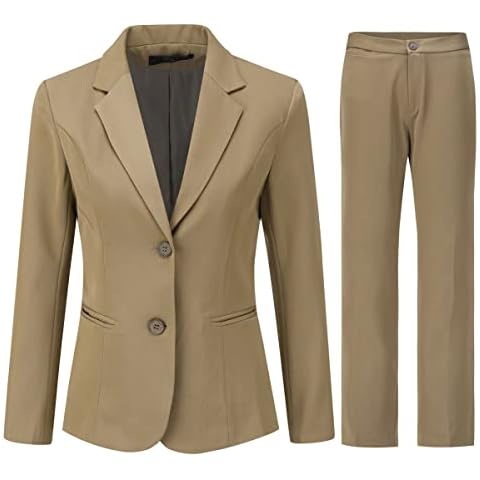 YYNUDA Hosenanzüge für Damen Fallendes Revers Zwei Einreiher Slim Elegant Taillierter Business Hosenanzug Cover