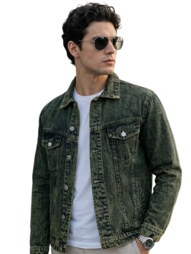 Image of Urbano Fashion Men's Regular Fit Washed Full Sleeve Denim Jacket
