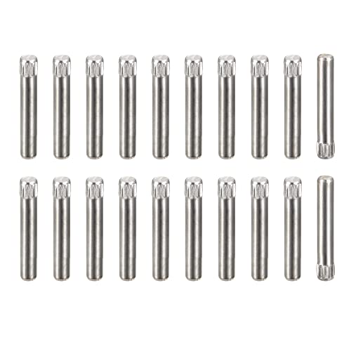 sourcing map 3x20mm 304 Inoxidable Acero Espiga Pasadores, 20uds Moleteado Cabeza Plana Chaflanado Extremo Espiga Pasador, Madera Litera Cama Estante Picas Soporte Estantes Fijar Elementos