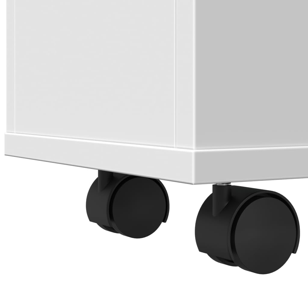 vidaXL Mobile da Bagno Stretto con Ruote Bianco in Truciolato